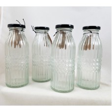 Set of 4 Vintage-inspired Glass Bottles - 7" Tall they hold 12 ounces Retro  191009039068  142900818112